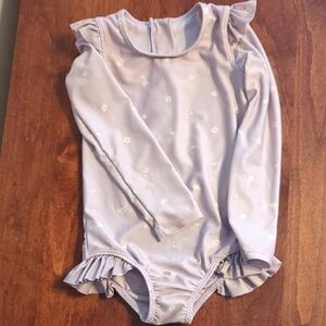 Lavender Long Sleeve Ruffle Swimsuit